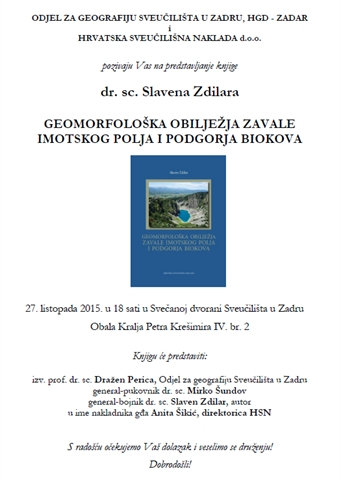 Predstavljanje knjige "Geomorfološka obilježja Zavale Imotskog polja i Podgorja Biokova"